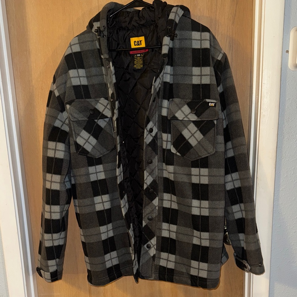 CATerpillar Active Work Plaid Hooded Fleece Jacket Lined Sold-out Sixe X-Large - Picture 1 of 8